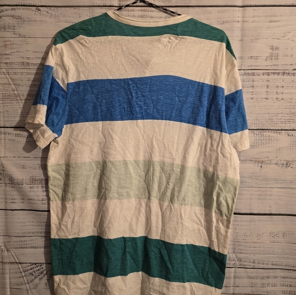 American Eagle Men's tee size Medium white and blue striped. Short sleeve. - Picture 2 of 5